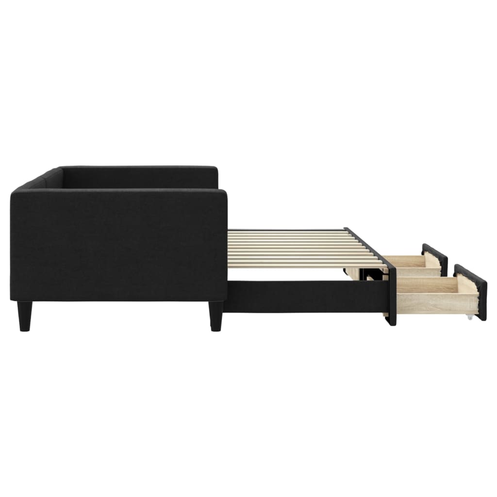 Divano Letto Estraibile con Cassetti Nero 90x200 cm in Tessuto 3196616