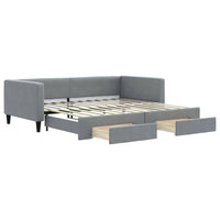 Divano Letto Estraibile Cassetti Grigio Chiaro 100x200 Tessuto