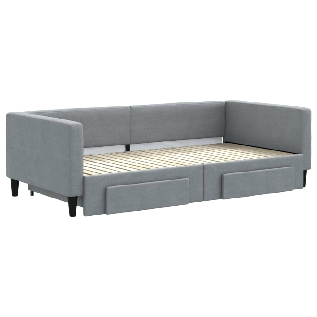 Divano Letto Estraibile Cassetti-Sofa Letto-Daybed Grigio Chiaro 100x200 Tessuto 155133