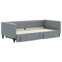 Divano Letto Estraibile Cassetti-Sofa Letto-Daybed Grigio Chiaro 100x200 Tessuto 155133