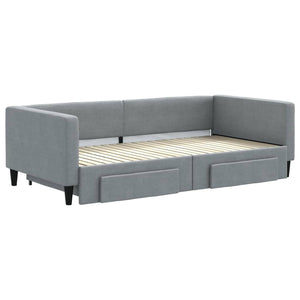 Divano Letto Estraibile Cassetti-Sofa Letto-Daybed Grigio Chiaro 100x200 Tessuto 155133