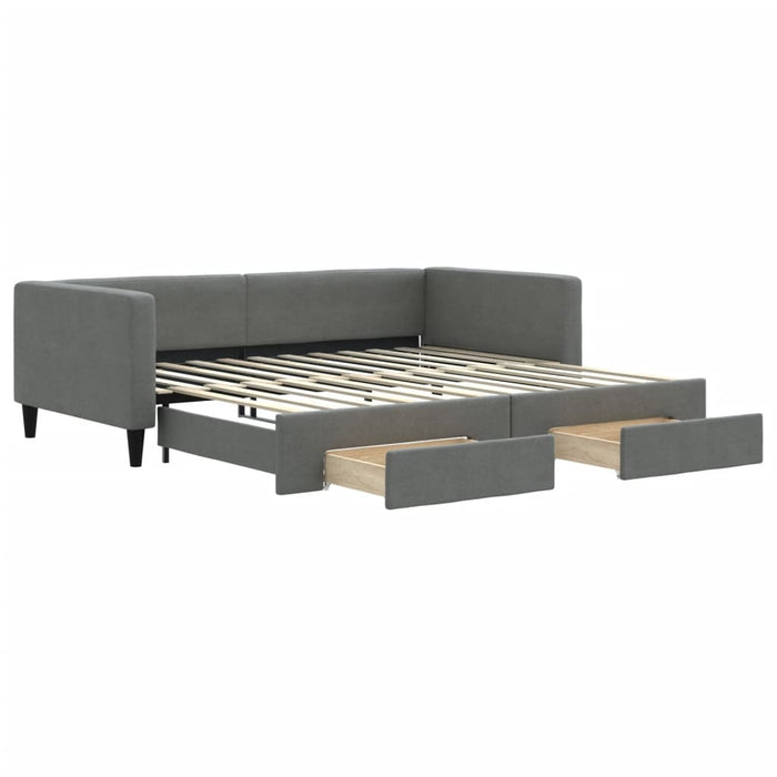 Divano Letto Estraibile Cassetti Grigio Scuro 100x200cm Tessutocod mxl 82716