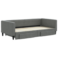 Divano Letto Estraibile Cassetti Grigio Scuro 100x200cm Tessuto 3196620