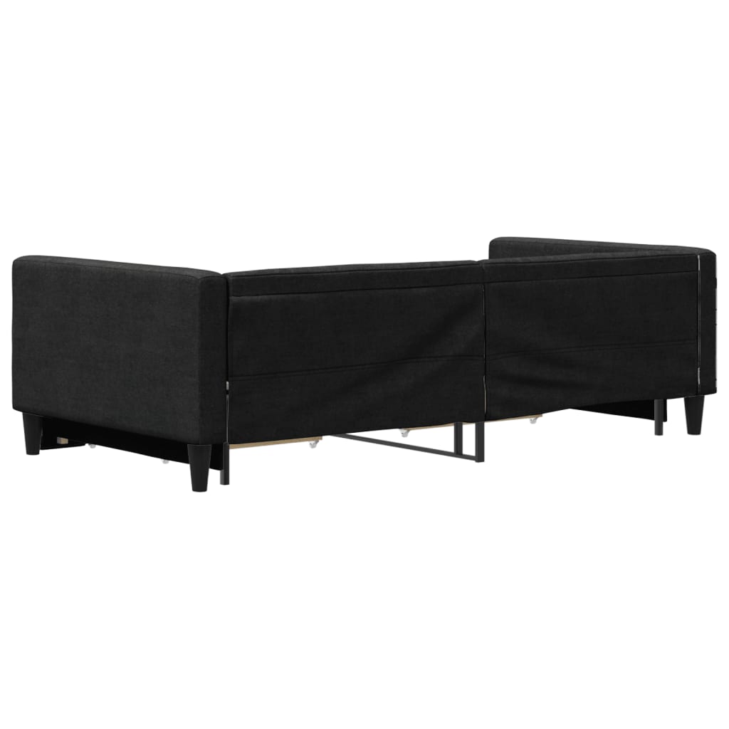 Divano Letto Estraibile con Cassetti Nero 100x200 cm in Tessuto 3196621