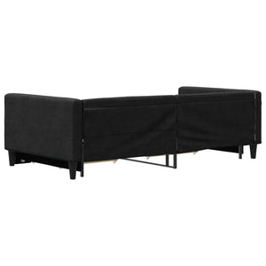Divano Letto Estraibile con Cassetti Nero 100x200 cm in Tessuto 3196621