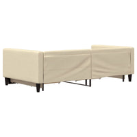 Divano Letto Estraibile con Cassetti Crema 100x200cm in Tessuto 3196623
