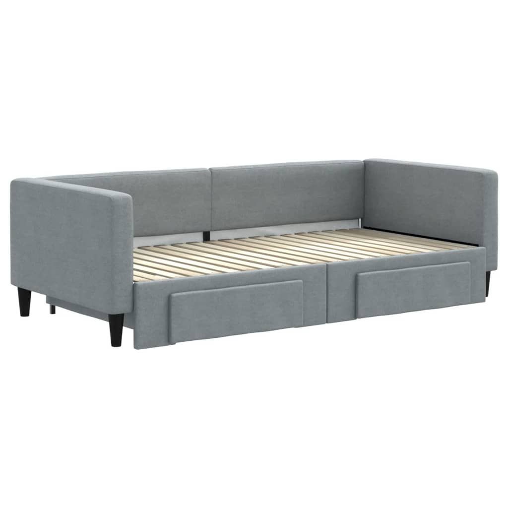 Divano Letto Estraibile Cassetti Grigio Chiaro 90x190cm Tessuto 3196624