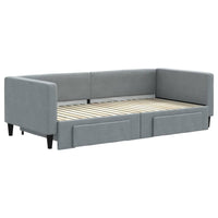 Divano Letto Estraibile Cassetti Grigio Chiaro 90x190cm Tessuto 3196624