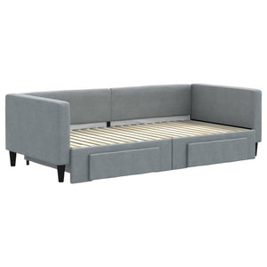 Divano Letto Estraibile Cassetti Grigio Chiaro 90x190cm Tessuto 3196624