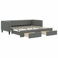 Divano Letto Estraibile Cassetti Grigio Scuro 90x190cm Tessuto 3196625