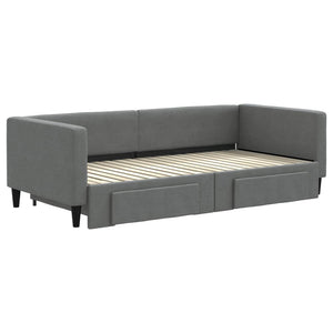 Divano Letto Estraibile Cassetti Grigio Scuro 90x190cm Tessuto 3196625