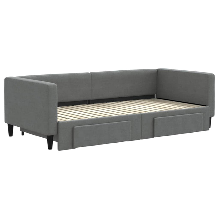 Divano Letto Estraibile Cassetti Grigio Scuro 90x190cm Tessuto 3196625