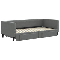 Divano Letto Estraibile Cassetti Grigio Scuro 90x190cm Tessuto