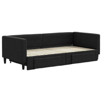Divano Letto Estraibile con Cassetti Nero 90x190 cm in Tessuto 3196626