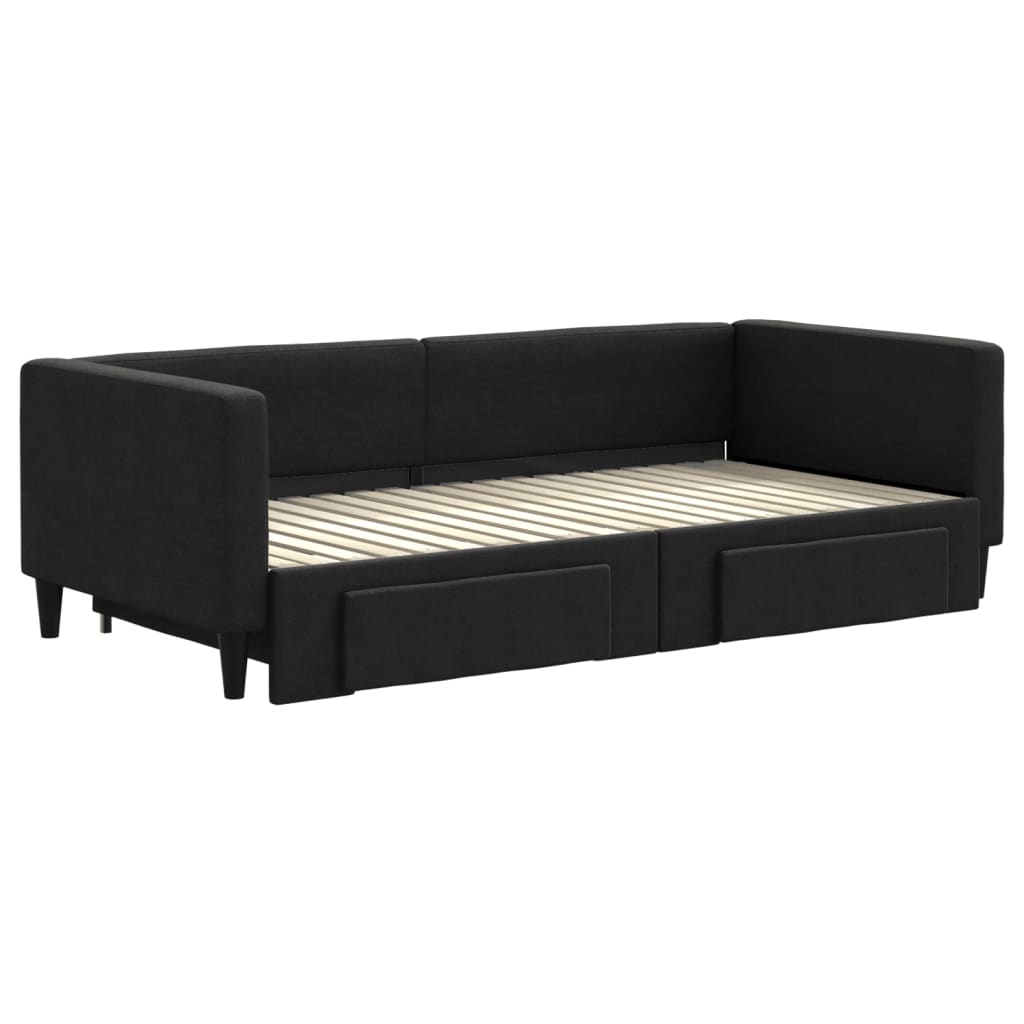 Divano Letto Estraibile con Cassetti Nero 90x190 cm in Tessutocod mxl 130630