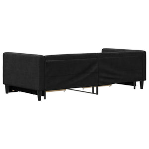 Divano Letto Estraibile con Cassetti Nero 90x190 cm in Tessuto 3196626