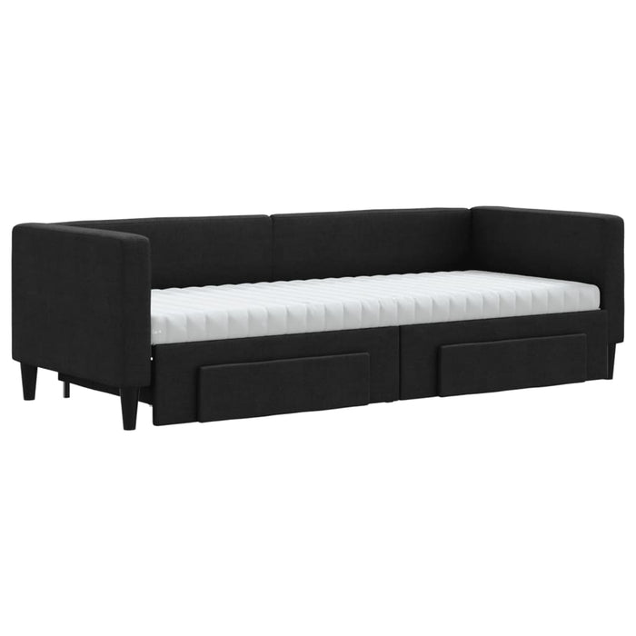 Divano Letto Estraibile con Cassetti Nero 80x200 cm in Tessuto 3196629