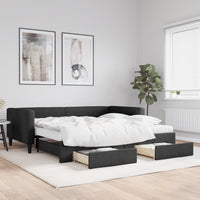 Divano Letto Estraibile con Cassetti Nero 100x200 cm in Tessutocod mxl 130651