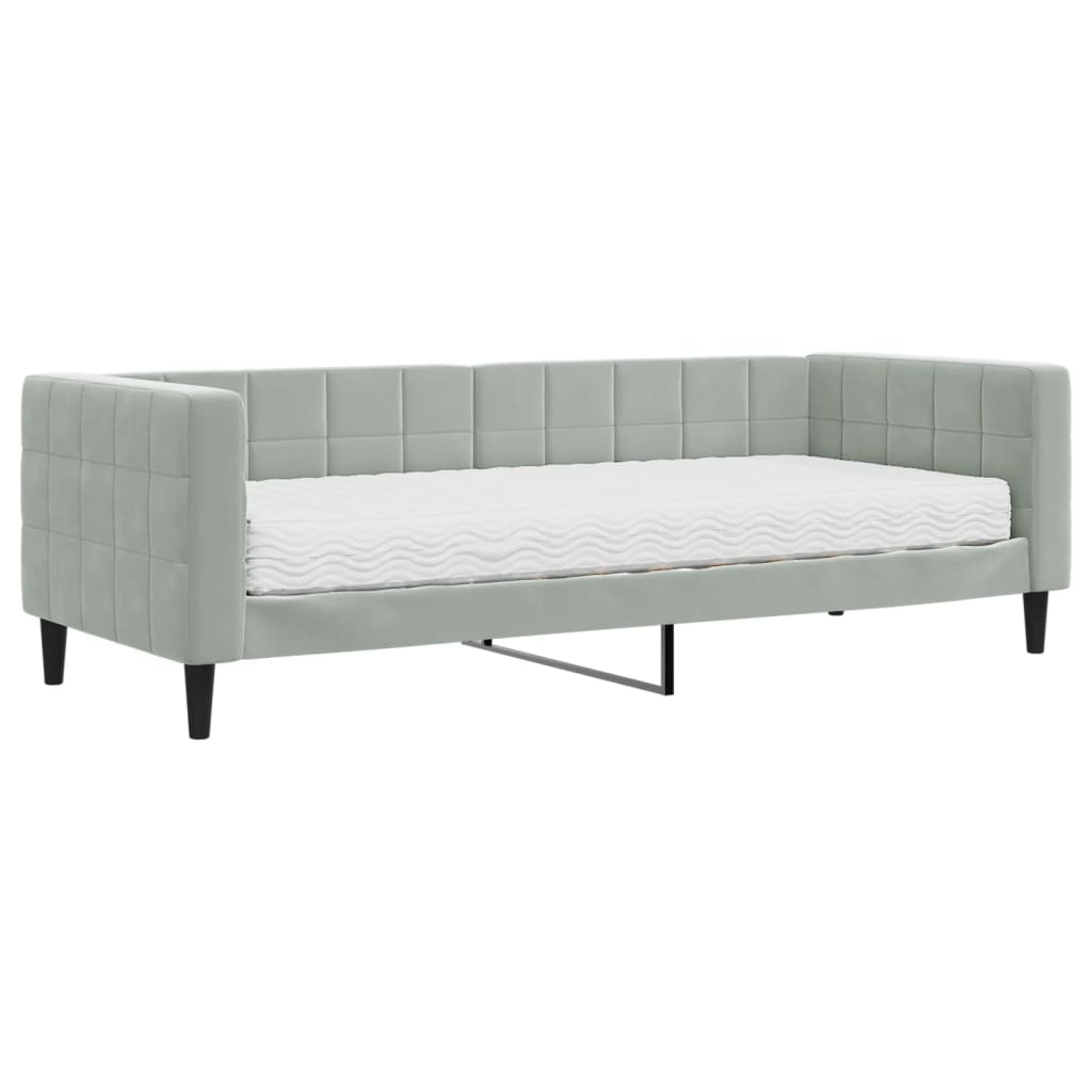 Divano Letto con Materasso-Sofa Letto-Daybed Grigio Chiaro 80x200 cm in Velluto 503904