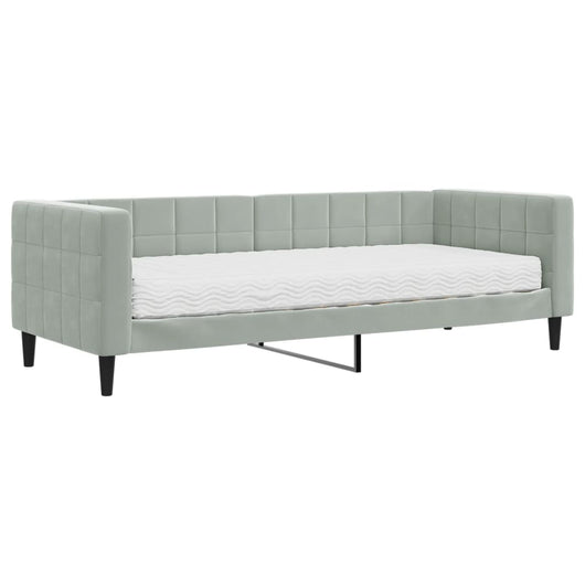 Divano Letto con Materasso-Sofa Letto-Daybed Grigio Chiaro 80x200 cm in Velluto 503904
