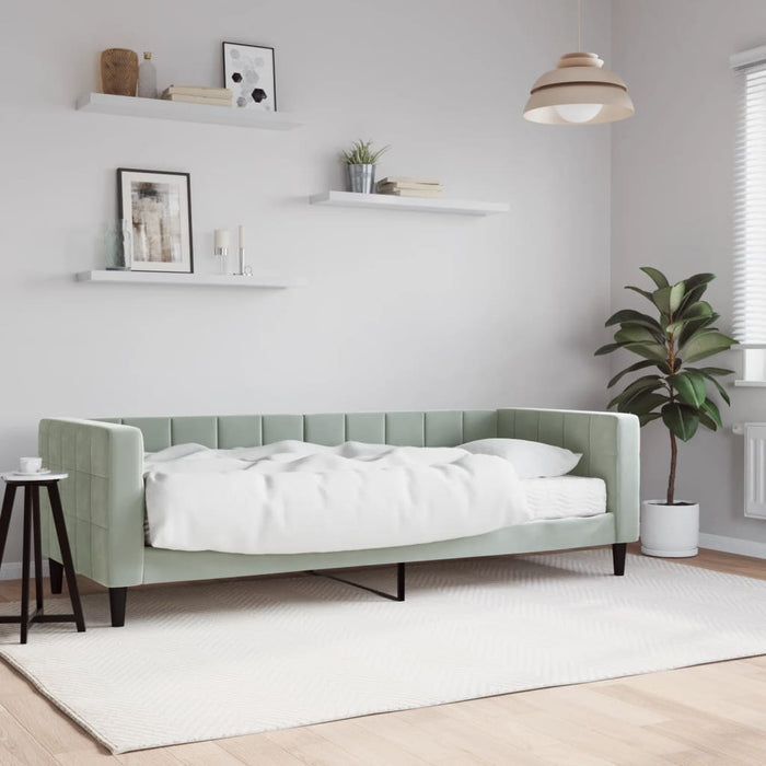 Divano Letto con Materasso-Sofa Letto-Daybed Grigio Chiaro 80x200 cm in Velluto 503904