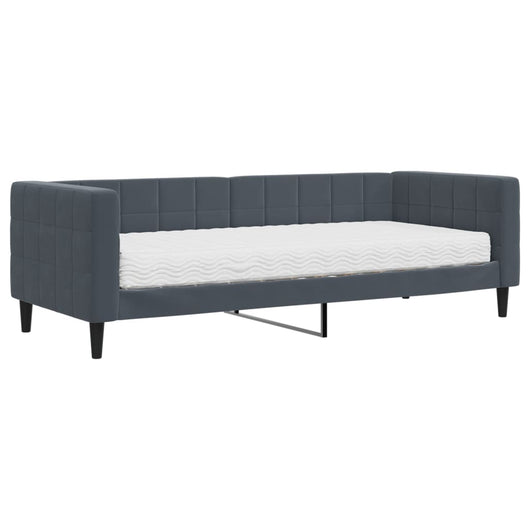 Divano Letto con Materasso-Sofa Letto-Daybed Grigio Scuro 80x200 cm in Velluto 202801