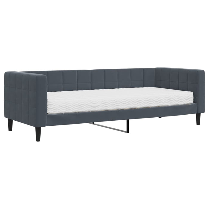 Divano Letto con Materasso-Sofa Letto-Daybed Grigio Scuro 80x200 cm in Velluto 202801