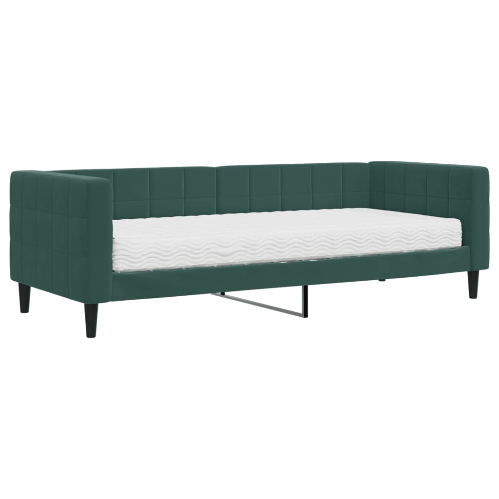Divano Letto con Materasso Verde Scuro 80x200 cm in Velluto 3196662