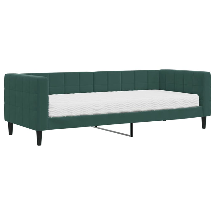 Divano Letto con Materasso Verde Scuro 80x200 cm in Velluto 3196662