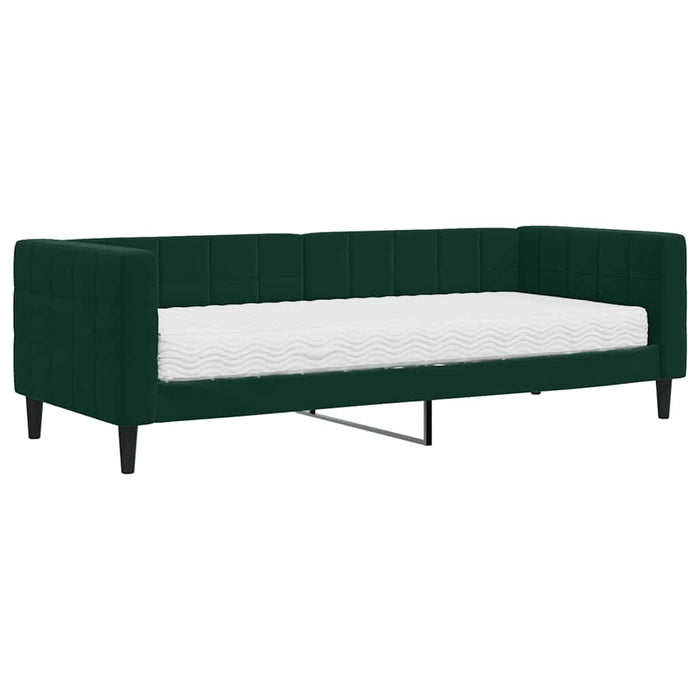 Divano Letto con Materasso-Sofa Letto-Daybed Verde Scuro 80x200 cm in Velluto 258395