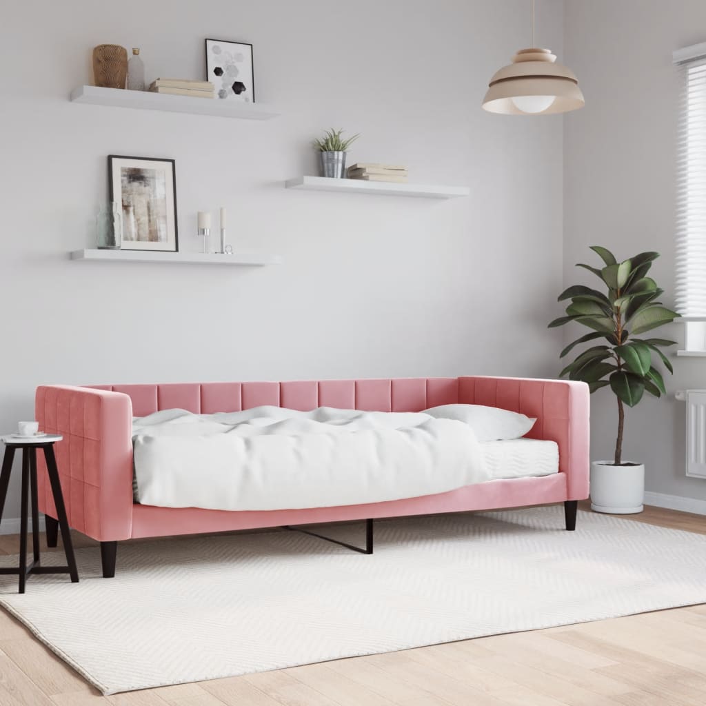 Divano Letto con Materasso-Sofa Letto-Daybed Rosa 80x200 cm in Velluto 562221
