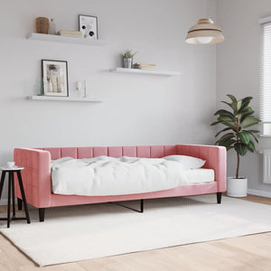 Divano Letto con Materasso-Sofa Letto-Daybed Rosa 80x200 cm in Velluto 562221