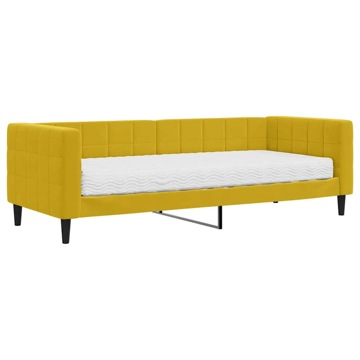 Divano Letto con Materasso-Sofa Letto-Daybed Giallo 80x200 cm in Velluto 264006