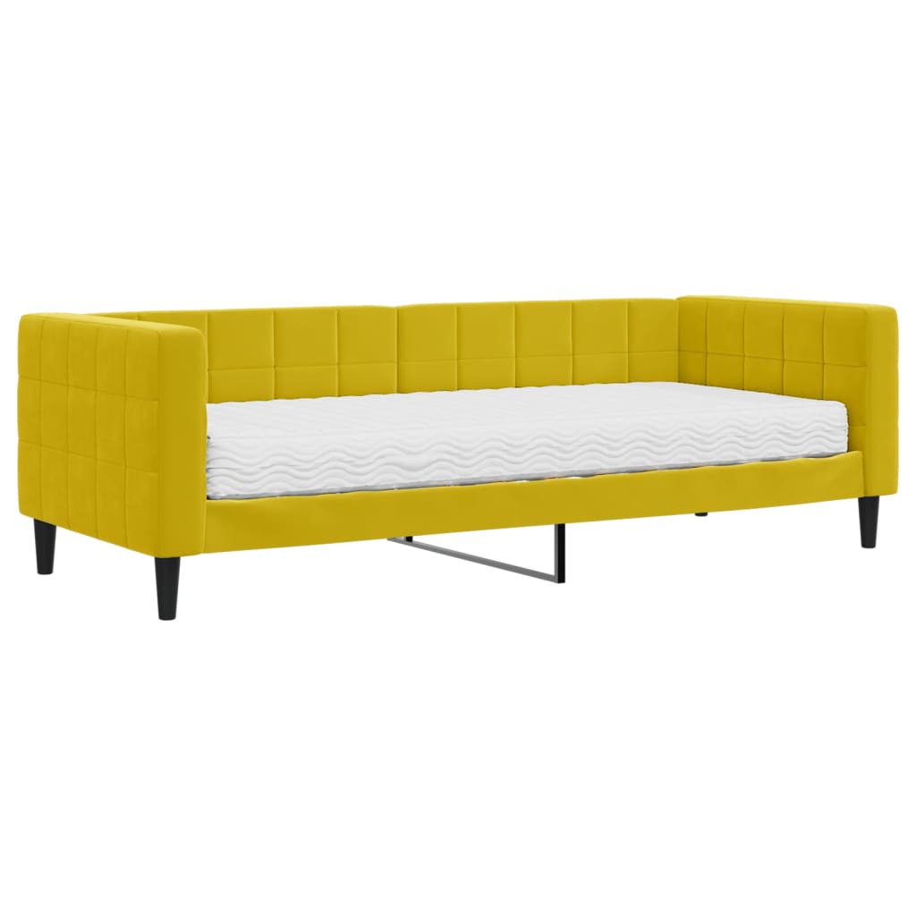 Divano Letto con Materasso Giallo 80x200 cm in Velluto