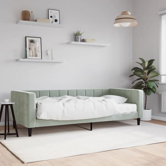 Divano Letto con Materasso-Sofa Letto-Daybed Grigio Chiaro 90x200 cm in Velluto 459877