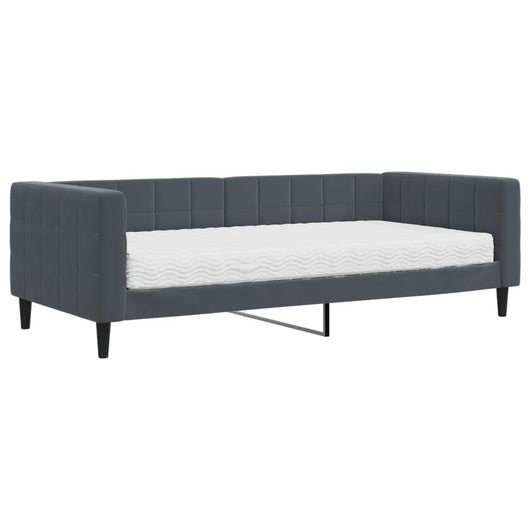 Divano Letto con Materasso-Sofa Letto-Daybed Grigio Scuro 90x200 cm in Velluto 480591