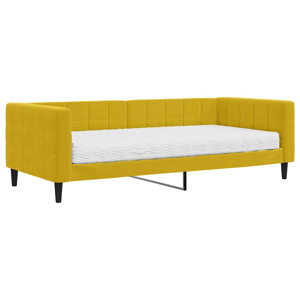 Divano Letto con Materasso-Sofa Letto-Daybed Giallo 90x200 cm in Velluto 338656
