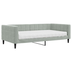 Divano Letto con Materasso-Sofa Letto-Daybed Grigio Chiaro 100x200 cm in Velluto 396311