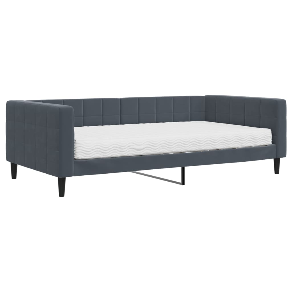 Divano Letto con Materasso-Sofa Letto-Daybed Grigio Scuro 100x200 cm in Velluto 411429