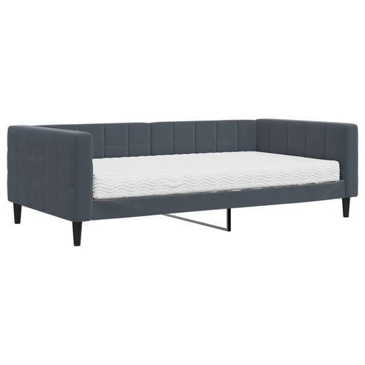 Divano Letto con Materasso-Sofa Letto-Daybed Grigio Scuro 100x200 cm in Velluto 411429
