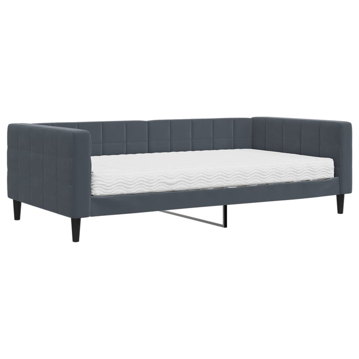Divano Letto con Materasso-Sofa Letto-Daybed Grigio Scuro 100x200 cm in Velluto 411429