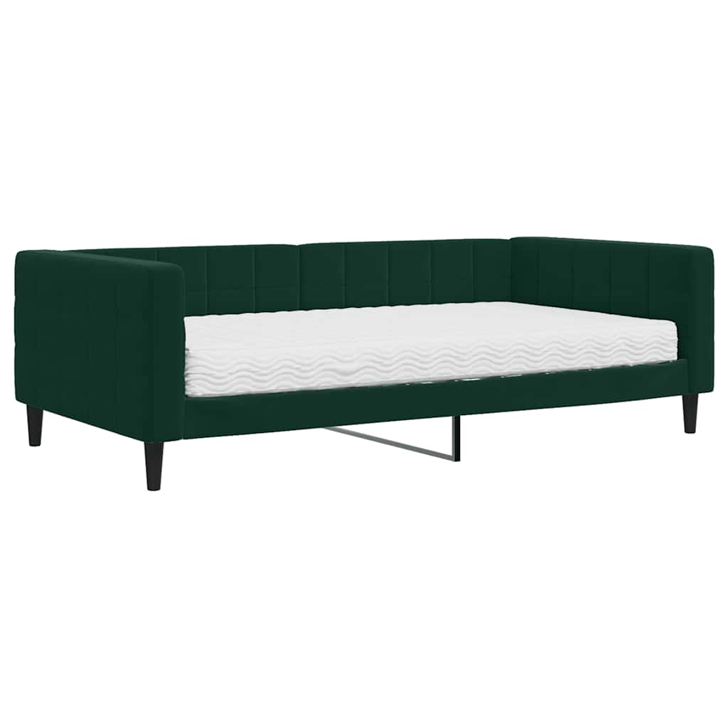 Divano Letto con Materasso-Sofa Letto-Daybed Verde Scuro 100x200 cm in Velluto 252866