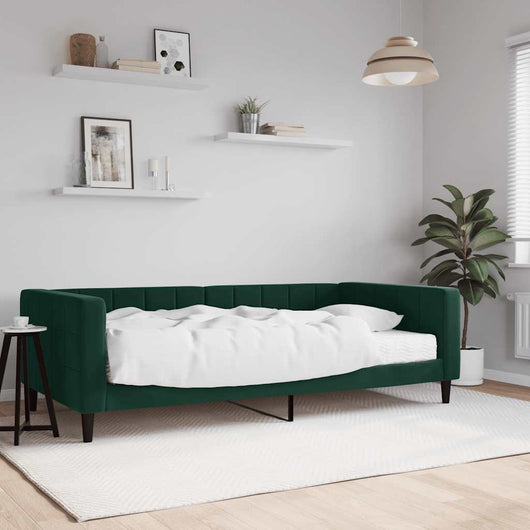 Divano Letto con Materasso-Sofa Letto-Daybed Verde Scuro 100x200 cm in Velluto 252866