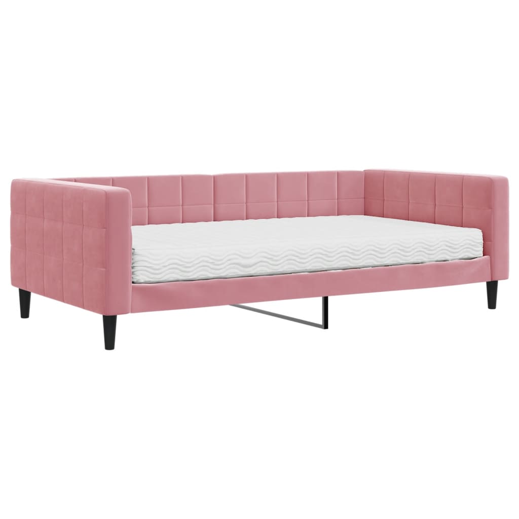 Divano Letto con Materasso-Sofa Letto-Daybed Rosa 100x200 cm in Velluto 567659
