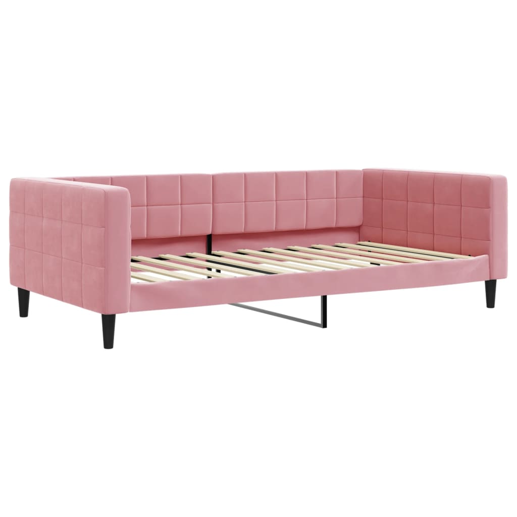 Divano Letto con Materasso Rosa 100x200 cm in Velluto 3196677