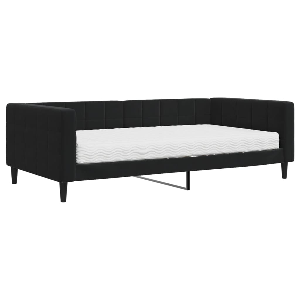 Divano Letto con Materasso-Sofa Letto-Daybed Nero 100x200 cm in Velluto 768143