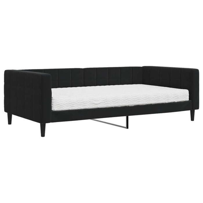 Divano Letto con Materasso-Sofa Letto-Daybed Nero 100x200 cm in Velluto 768143