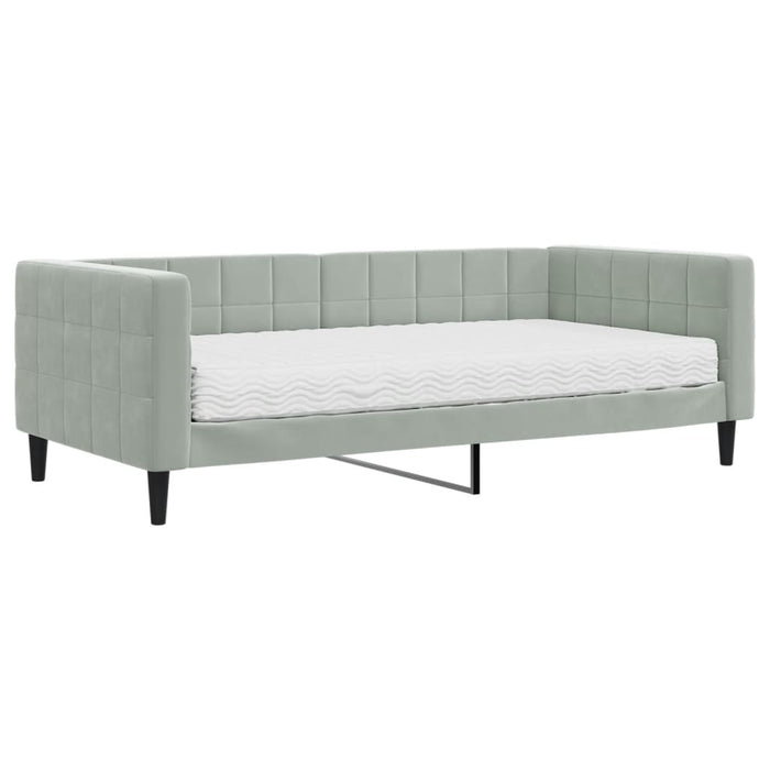 Divano Letto con Materasso Grigio Chiaro 90x190 cm in Velluto 3196680