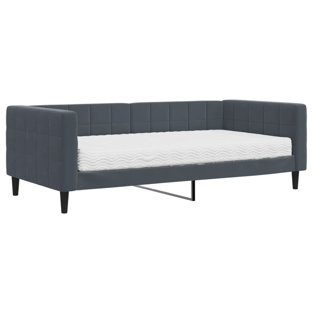 Divano Letto con Materasso-Sofa Letto-Daybed Grigio Scuro 90x190 cm in Velluto 524581