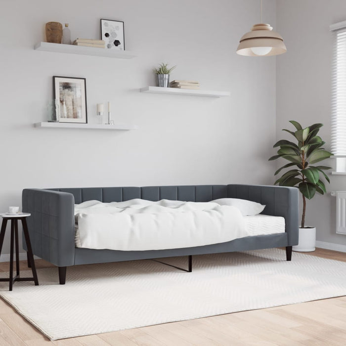 Divano Letto con Materasso-Sofa Letto-Daybed Grigio Scuro 90x190 cm in Velluto 524581